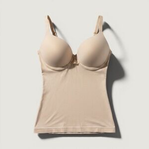 Shapeez Ultimate Underwire Shaping Camisole shapewear Nude Large DD Bra/tank Top